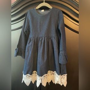 Jean dress with ruffle bottom new without tags size 6